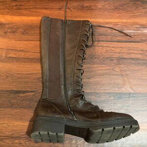 Rocketdog Womens Size 11 Brown Lace Up Boot Zipper Combat Chunky Boho PirateCore